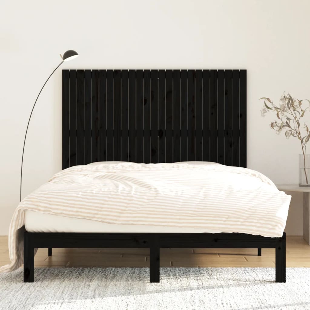 sengegavl 159,5x3x110 cm massivt fyrretræ sort