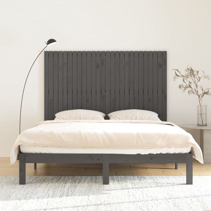 sengegavl 166x3x110 cm massivt fyrretræ grå