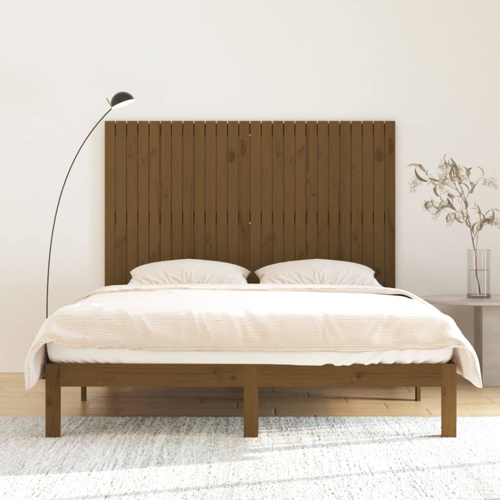 sengegavl 166x3x110 cm massivt fyrretræ gyldenbrun