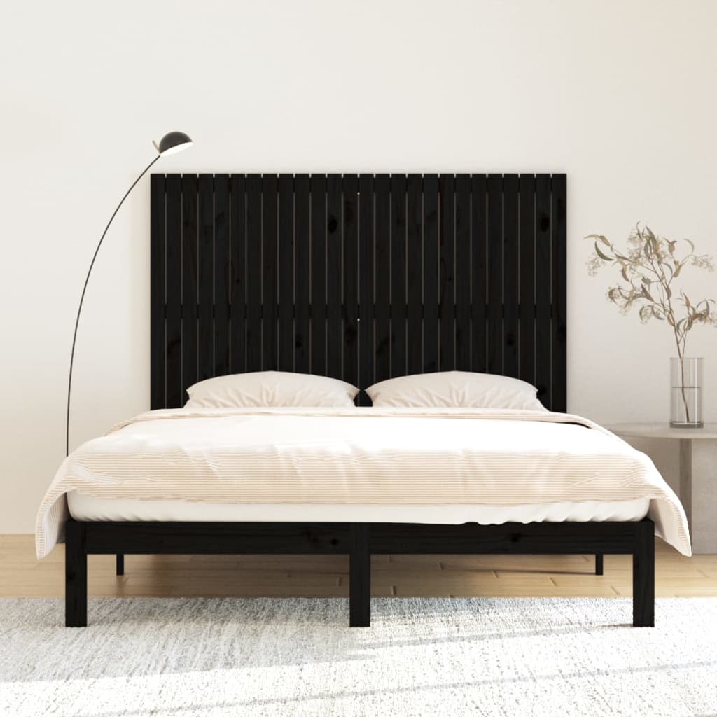 sengegavl 166x3x110 cm massivt fyrretræ sort