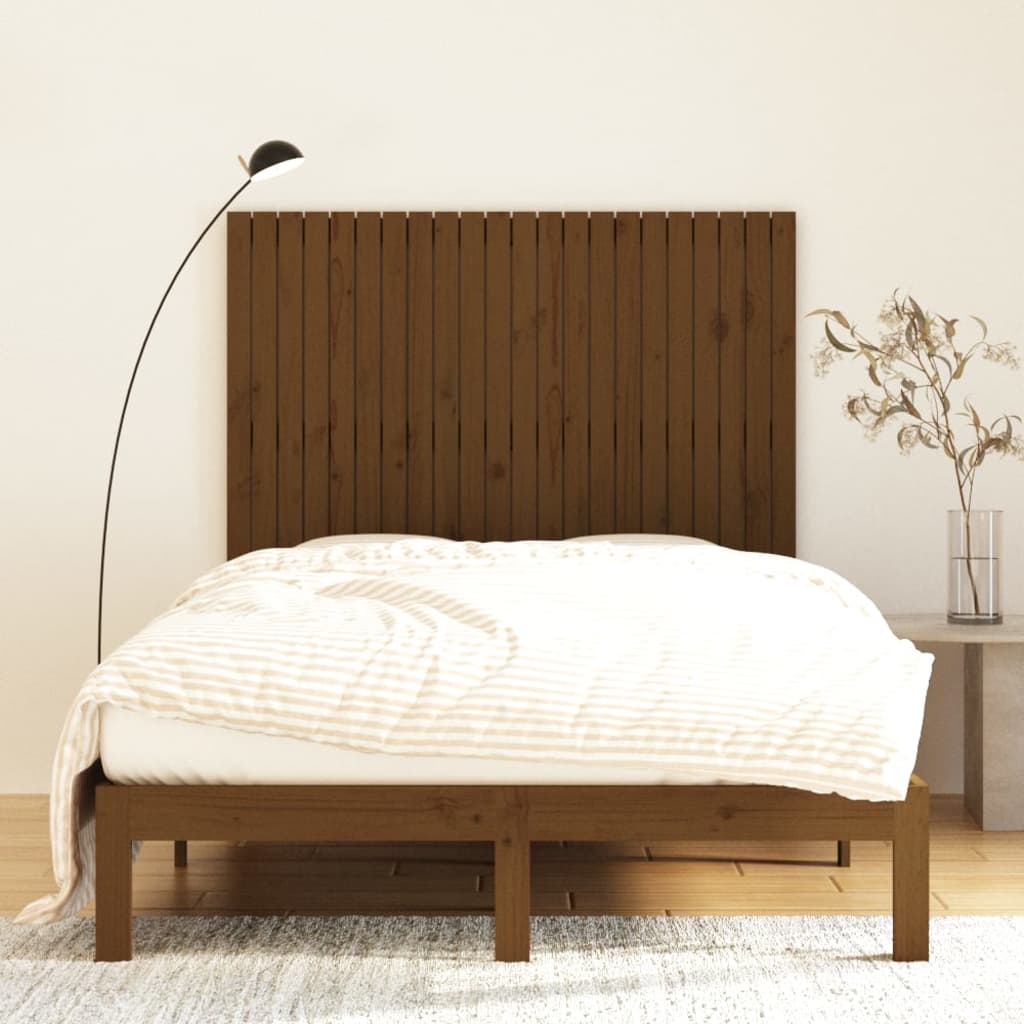 sengegavl 140x3x110 cm massivt fyrretræ gyldenbrun