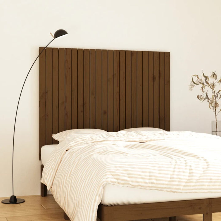 sengegavl 140x3x110 cm massivt fyrretræ gyldenbrun