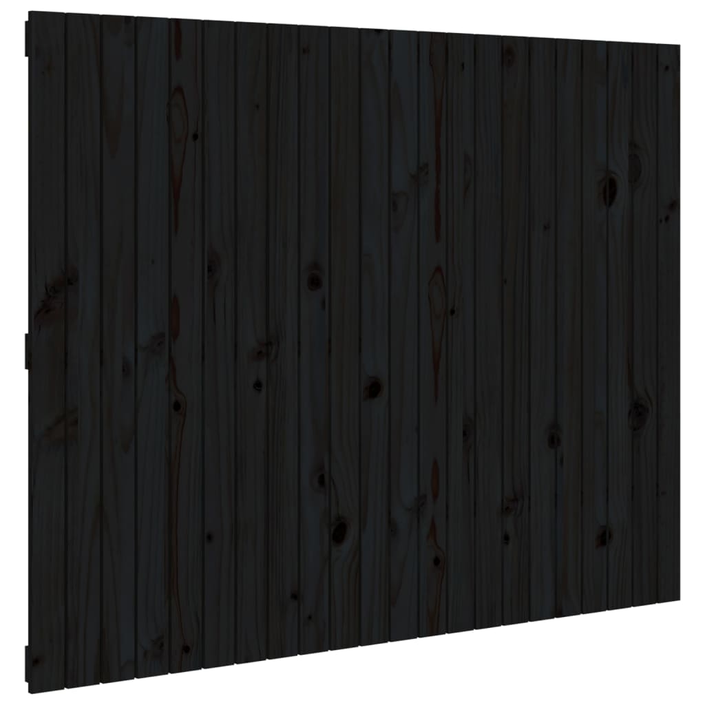 sengegavl 140x3x110 cm massivt fyrretræ sort