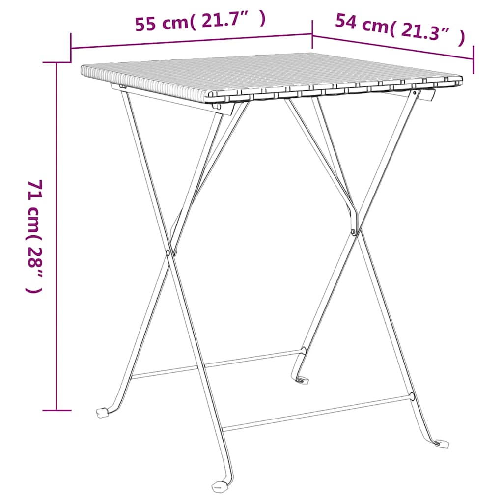 foldbart bistrosæt 3 dele polyrattan sort