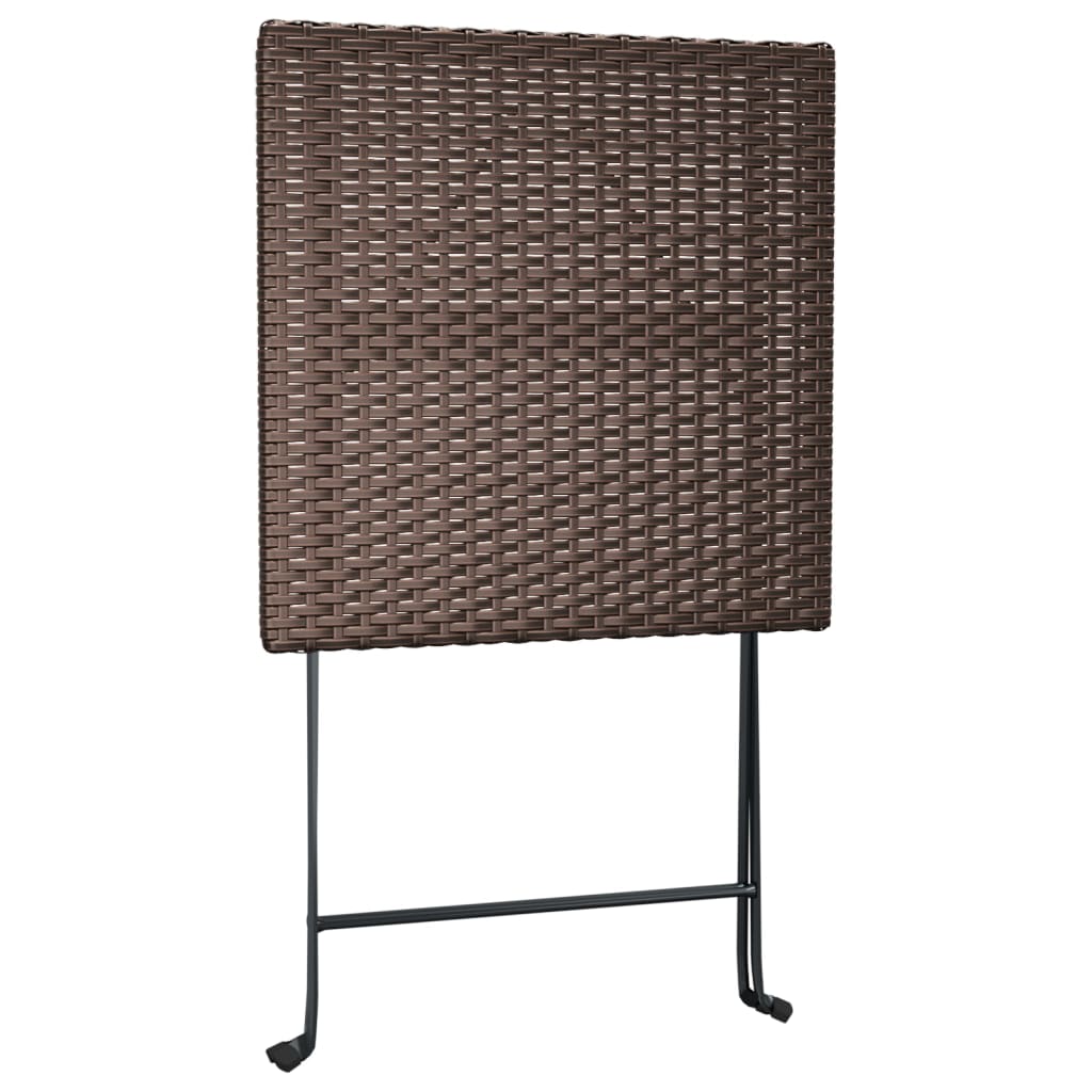 foldbart bistrosæt 3 dele polyrattan brun