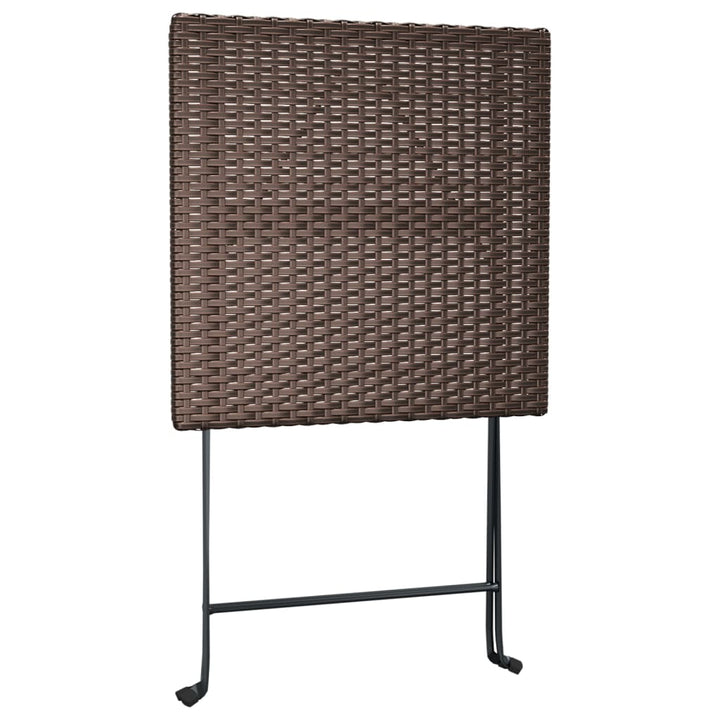 foldbart bistrosæt 3 dele polyrattan brun