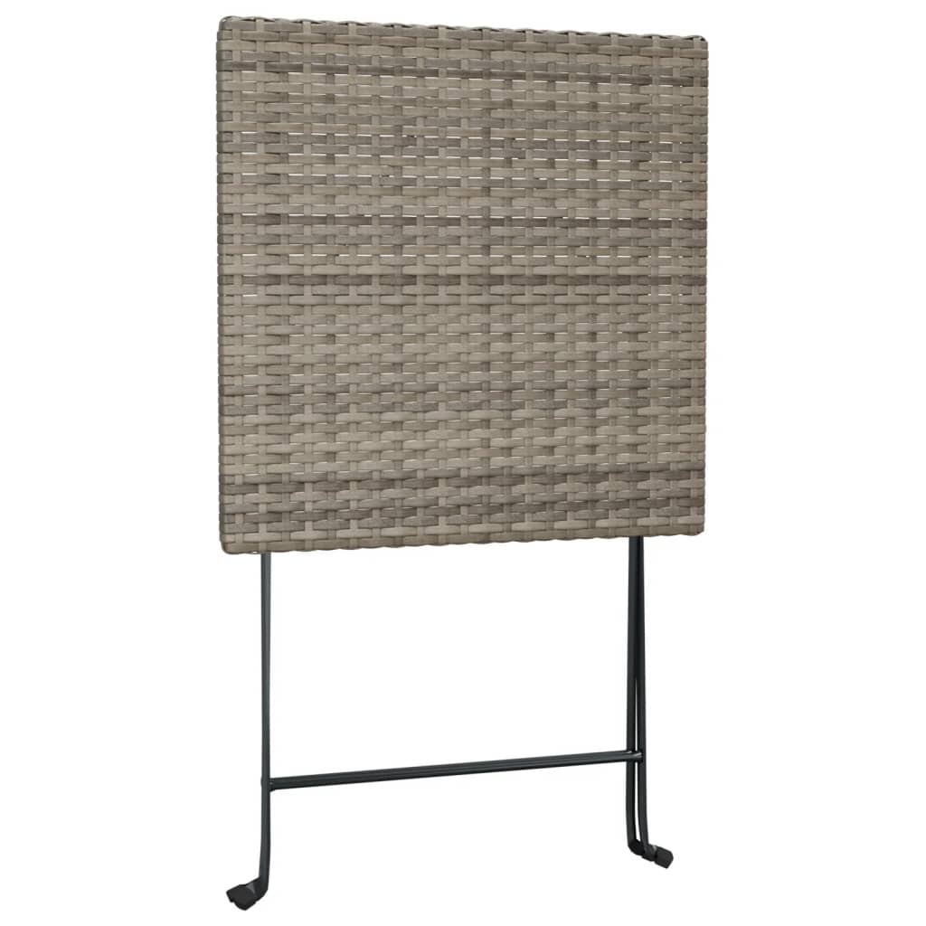 foldbart bistrosæt 3 dele polyrattan grå