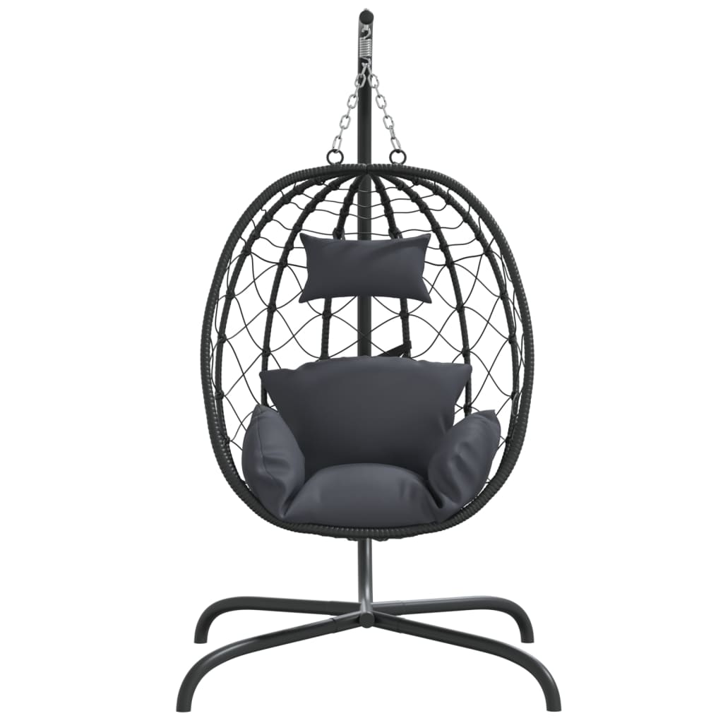hængestol med æg og hynder antracit polyrattan og stål