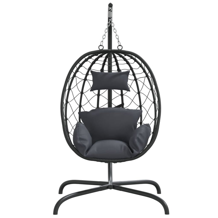 hængestol med æg og hynder antracit polyrattan og stål