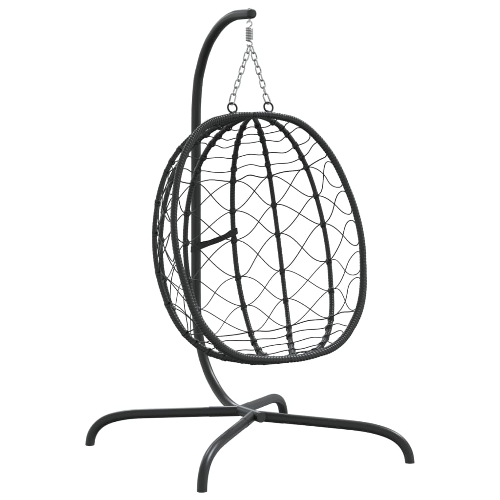 hængestol med æg og hynder antracit polyrattan og stål