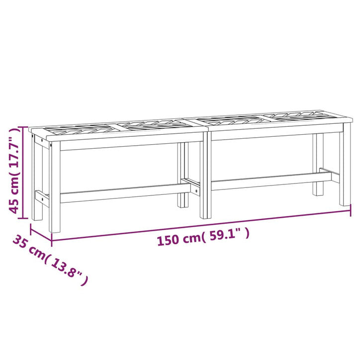 havebænk 150 cm massivt akacietræ