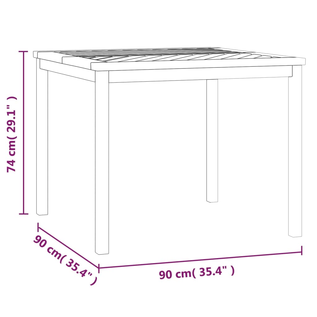 havebord 90x90x74 cm massivt akacietræ
