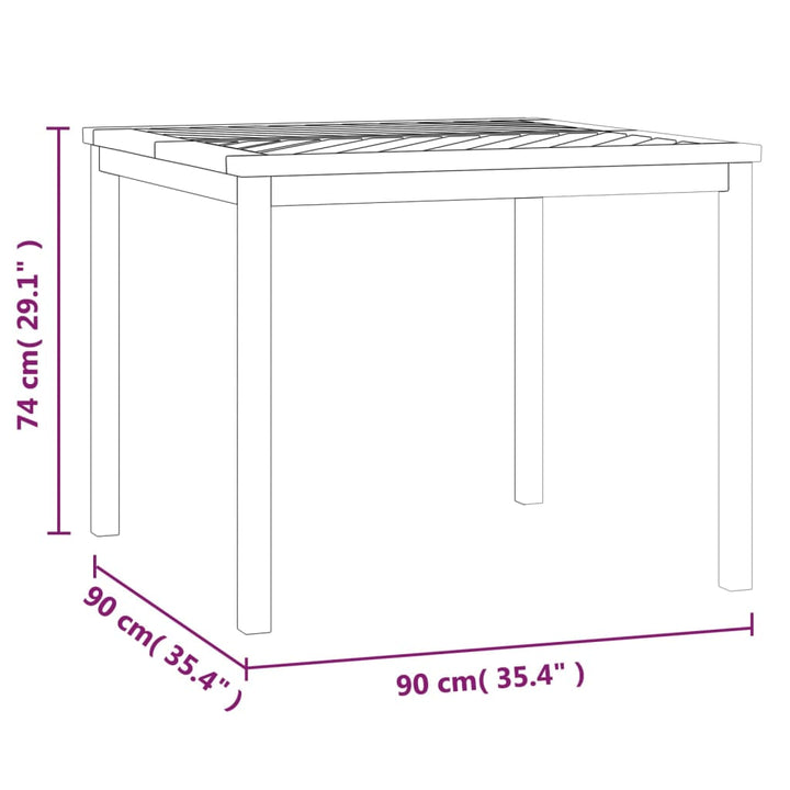havebord 90x90x74 cm massivt akacietræ