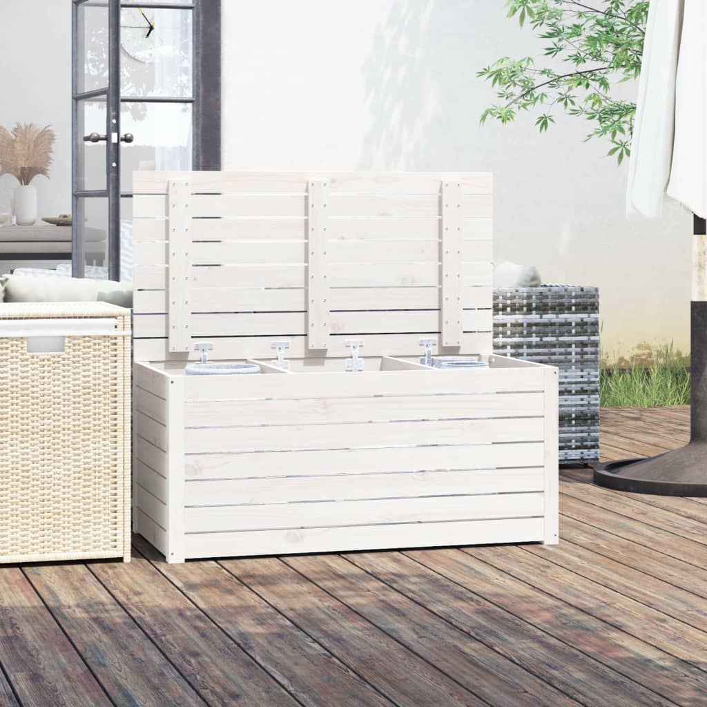 havekasse 101x50,5x46,5 cm massivt fyrretræ hvid