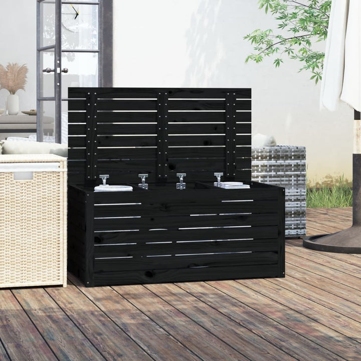 havekasse 101x50,5x46,5 cm massivt fyrretræ sort