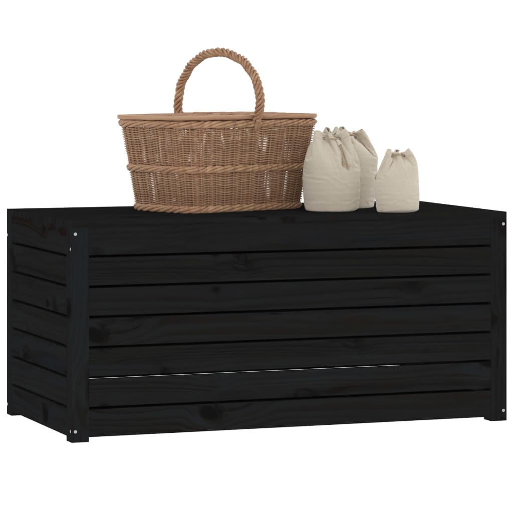 havekasse 101x50,5x46,5 cm massivt fyrretræ sort