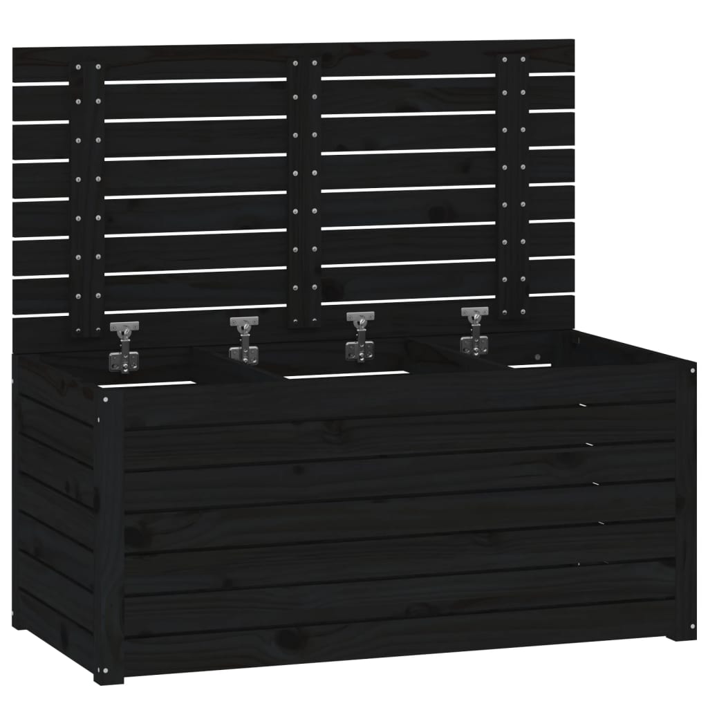 havekasse 101x50,5x46,5 cm massivt fyrretræ sort