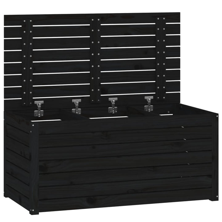 havekasse 101x50,5x46,5 cm massivt fyrretræ sort