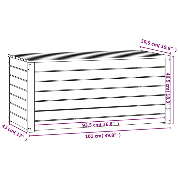 havekasse 101x50,5x46,5 cm massivt fyrretræ sort