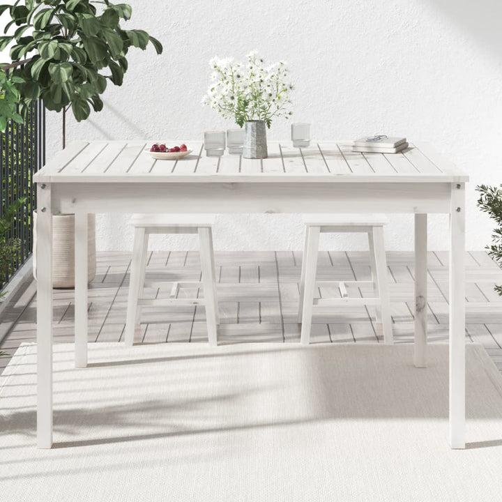 havebord 121x82,5x76 cm massivt fyrretræ hvid