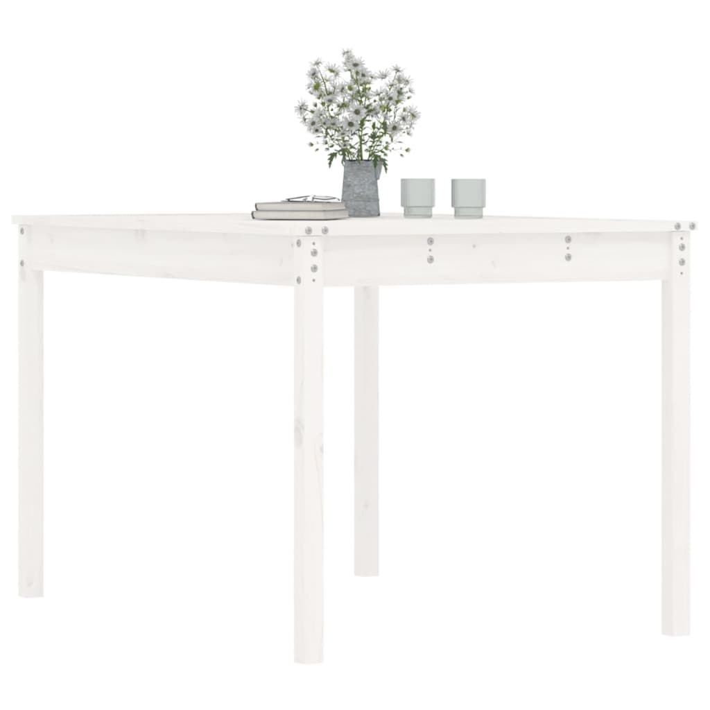 havebord 121x82,5x76 cm massivt fyrretræ hvid