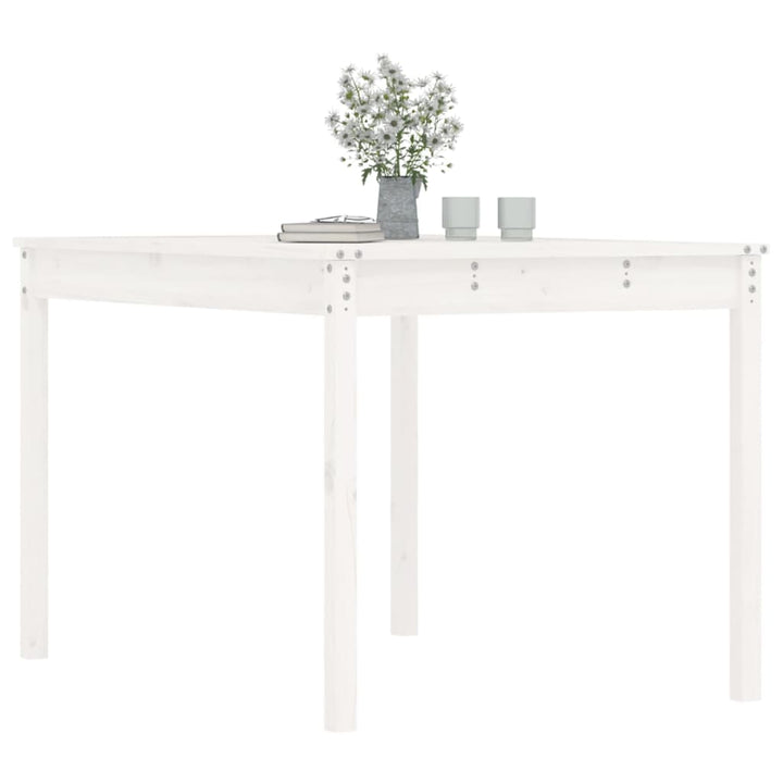 havebord 121x82,5x76 cm massivt fyrretræ hvid