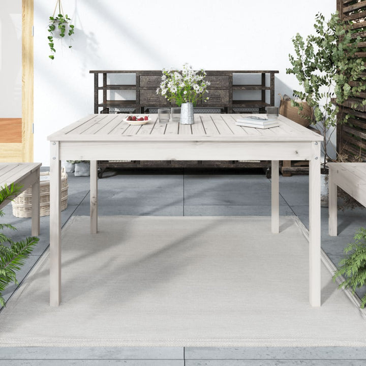 havebord 121x82,5x76 cm massivt fyrretræ hvid