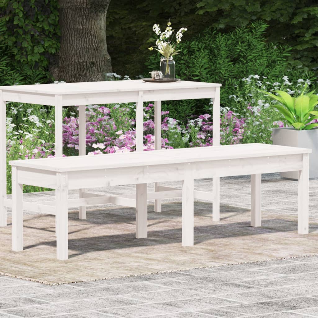 2-personers havebænk 159,5x44x45 cm massivt fyrretræ hvid
