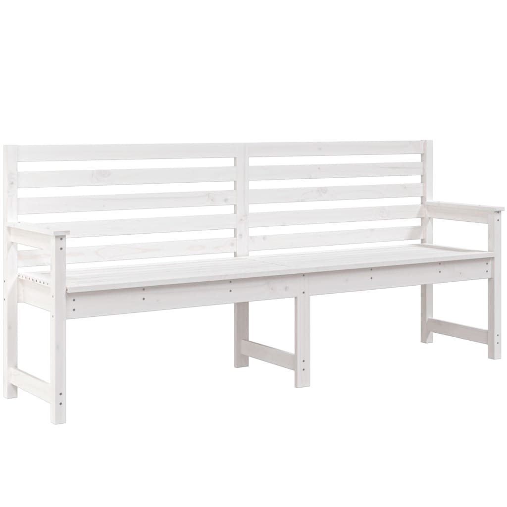 havebænk 203,5x48x91,5 cm massivt fyrretræ hvid
