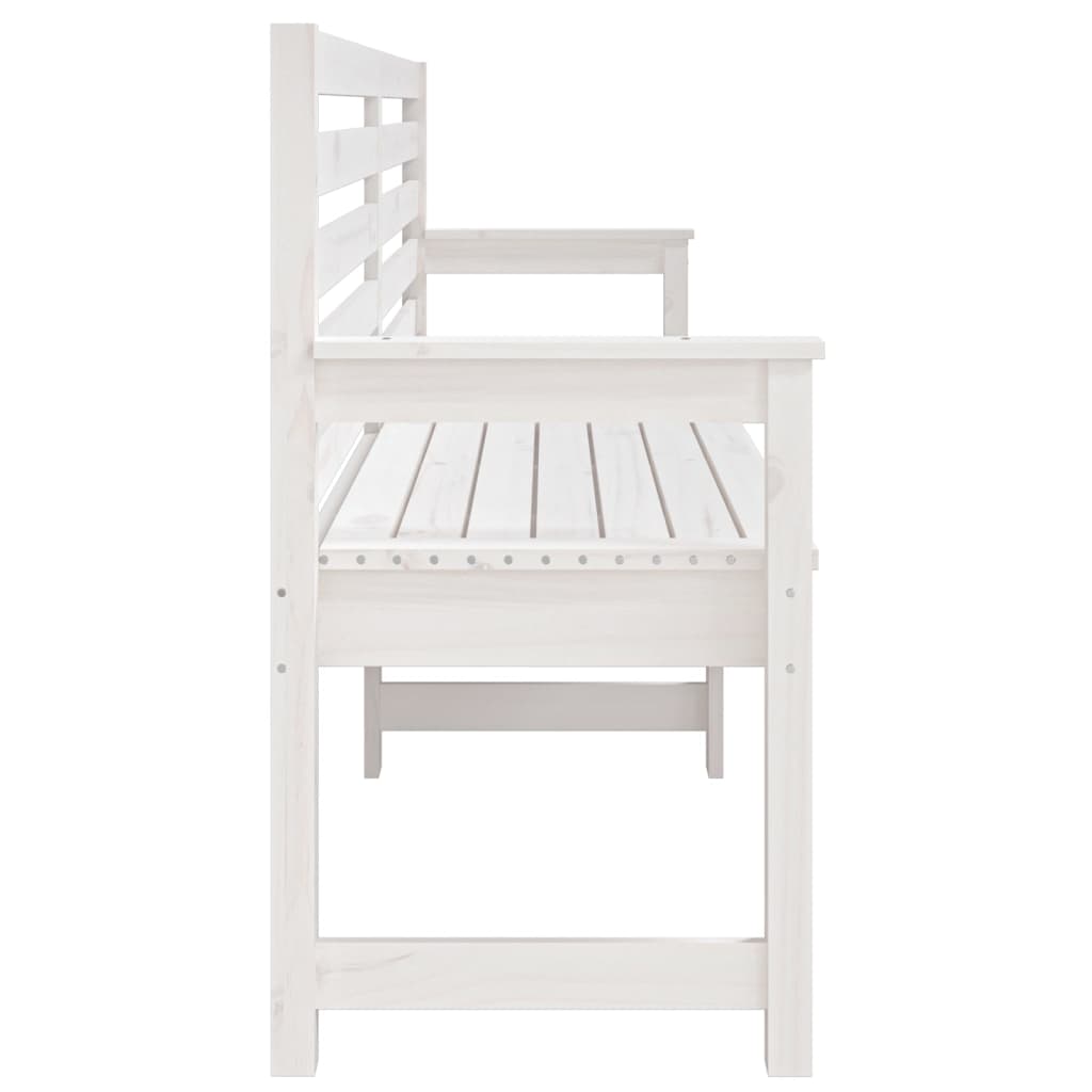 havebænk 203,5x48x91,5 cm massivt fyrretræ hvid
