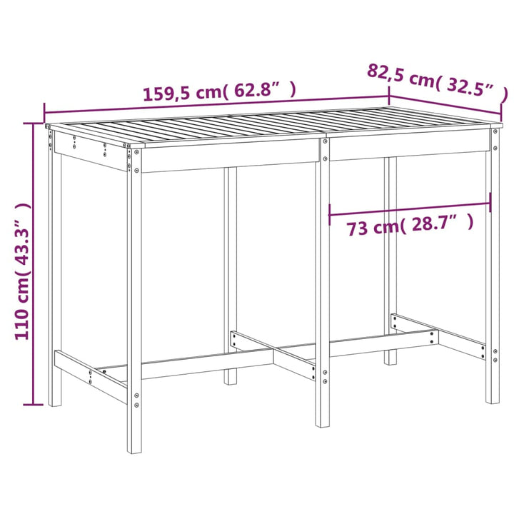 havebord 159,5x82,5x110 cm massivt douglasgran