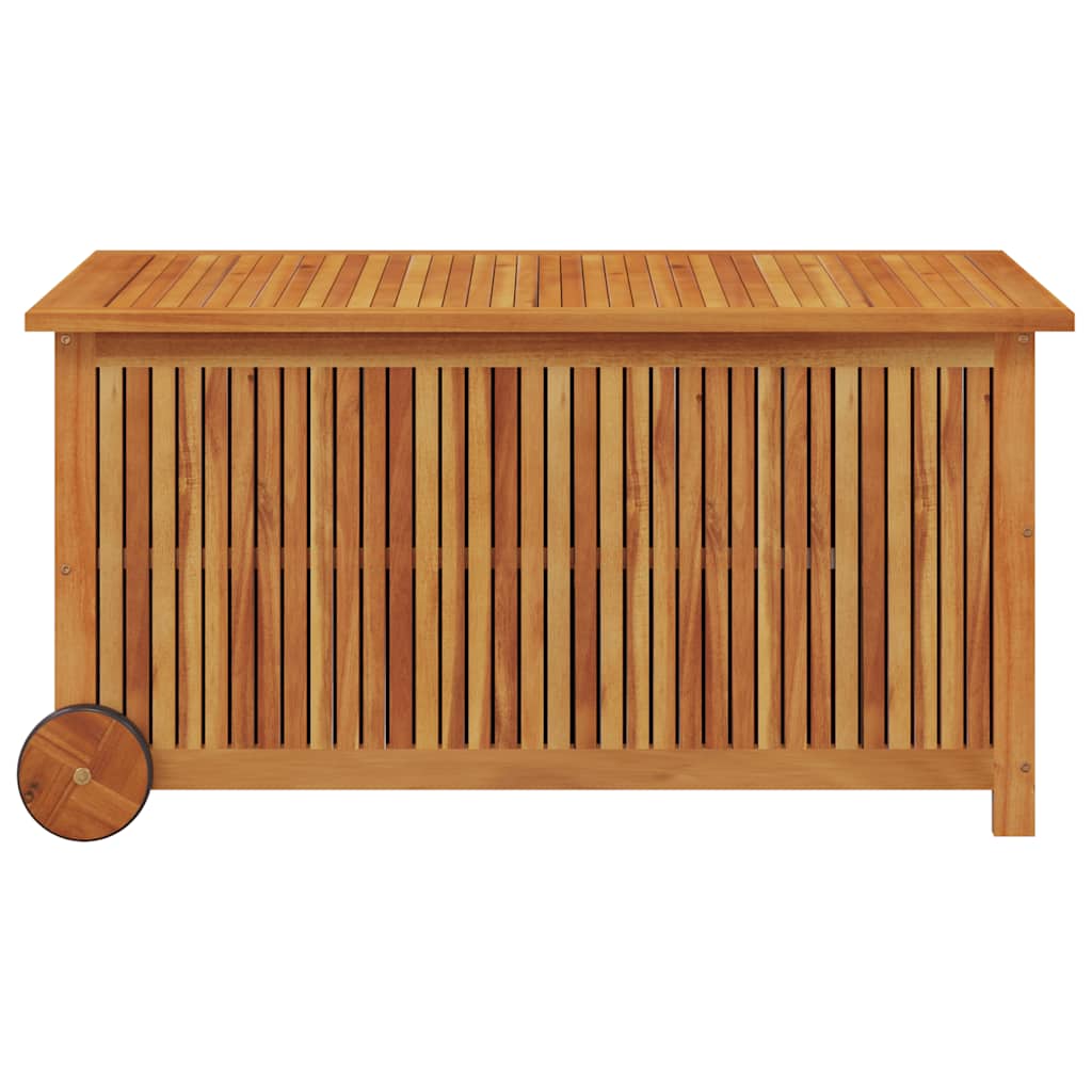 opbevaringsboks til haven med hjul 113x50x58 cm massivt træ