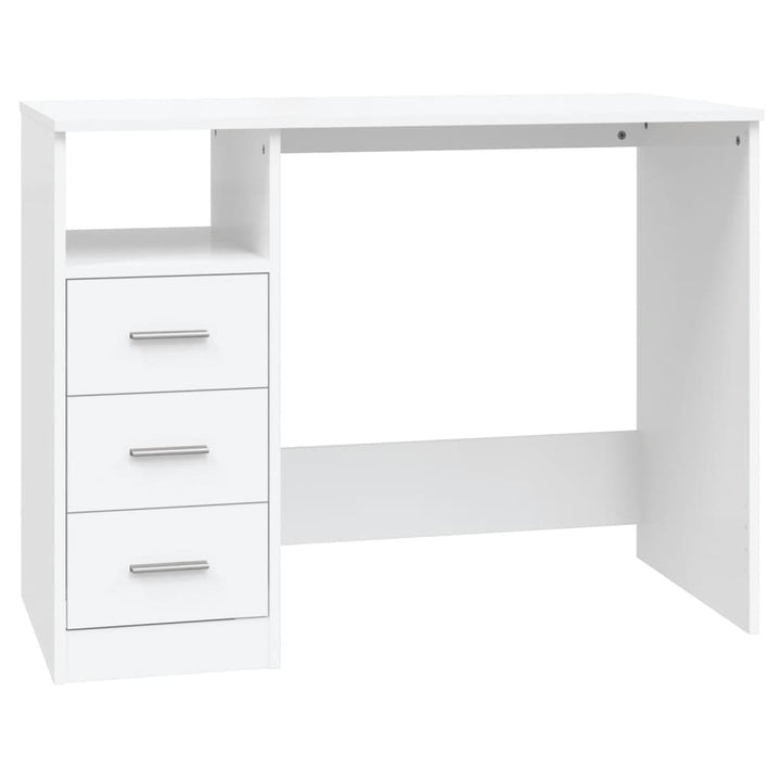 skrivebord m. hylder 102x50x76 cm konstrueret træ hvid