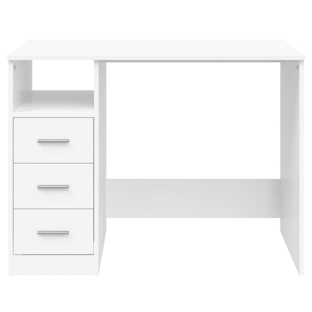 skrivebord m. hylder 102x50x76 cm konstrueret træ hvid