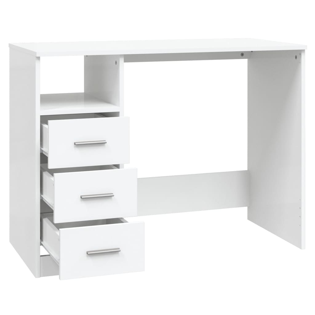 skrivebord m. hylder 102x50x76 cm konstrueret træ hvid