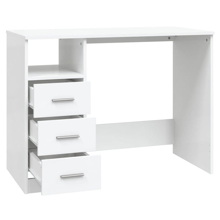 skrivebord m. hylder 102x50x76 cm konstrueret træ hvid