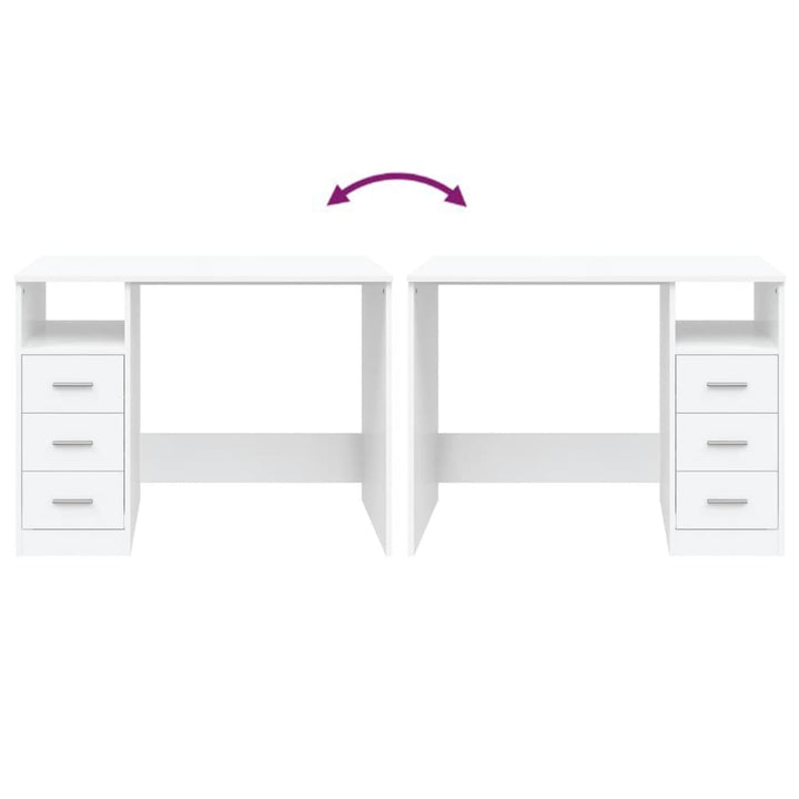 skrivebord m. hylder 102x50x76 cm konstrueret træ hvid