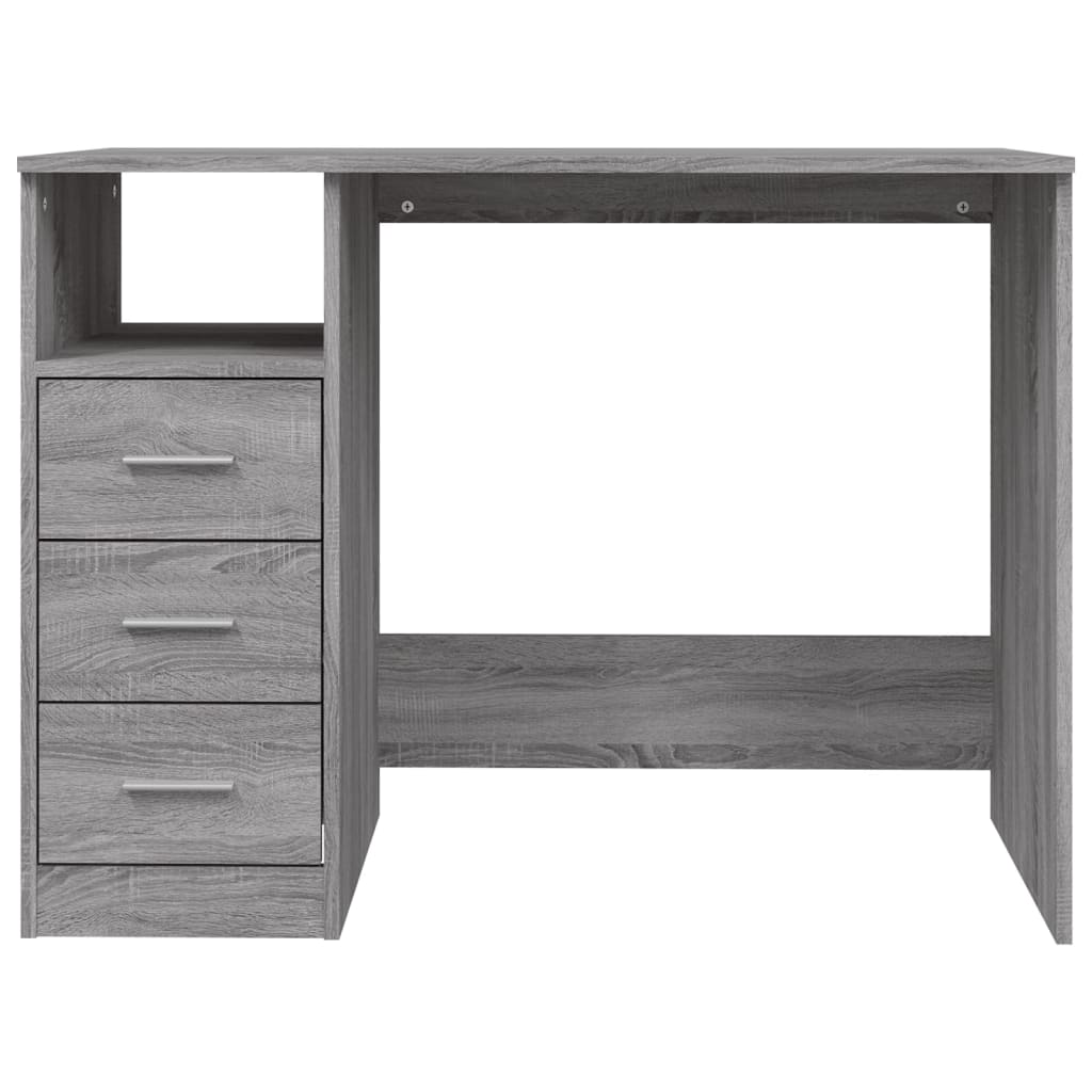 skrivebord m. skuffer 102x50x76cm konstrueret træ grå sonoma-eg