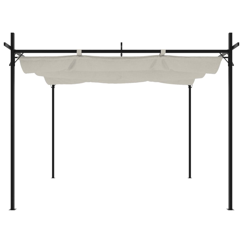 pergola med sammenrulleligt tag 295x292x230 cm cremefarvet