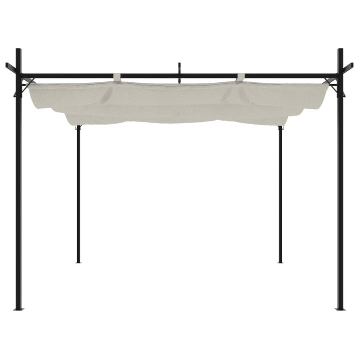 pergola med sammenrulleligt tag 295x292x230 cm cremefarvet