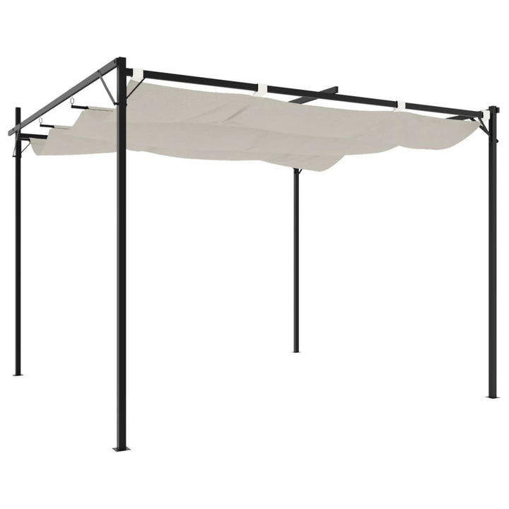 pergola med sammenrulleligt tag 295x292x230 cm cremefarvet