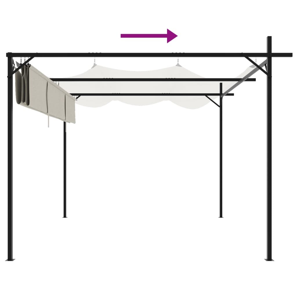 pergola med sammenrulleligt tag 295x292x230 cm cremefarvet