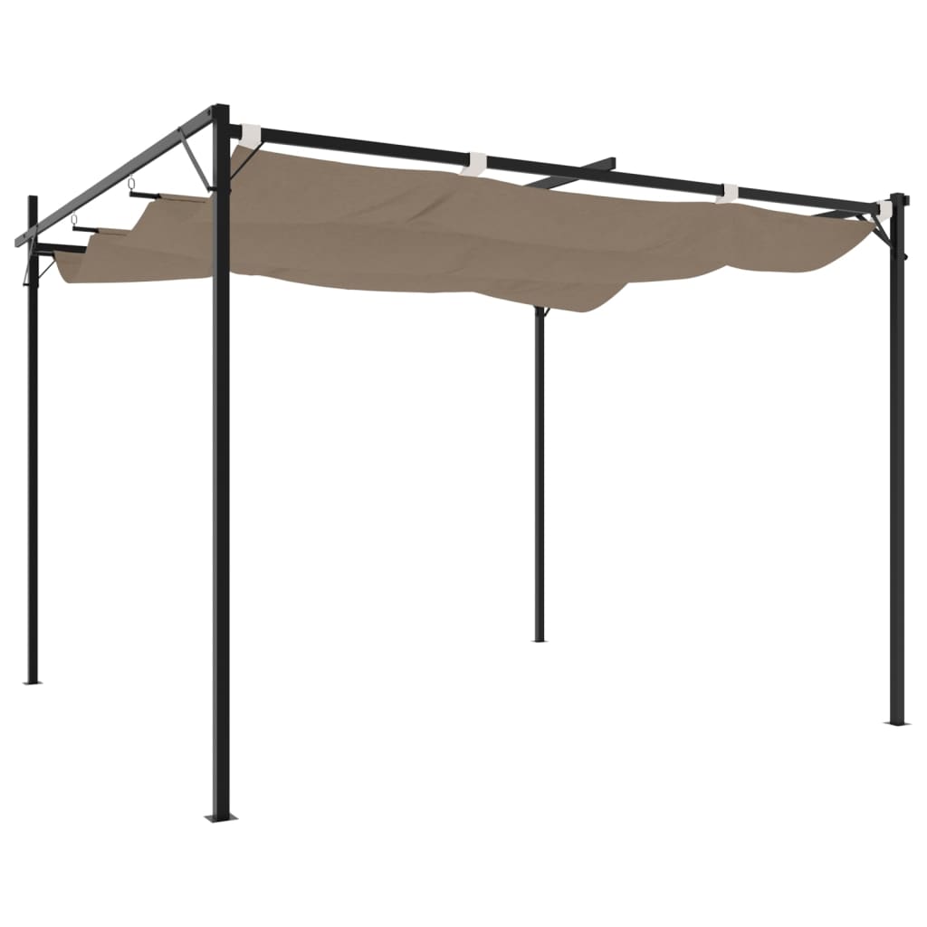 pergola med sammenrulleligt tag 295x292x230 cm gråbrun