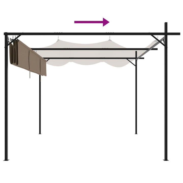 pergola med sammenrulleligt tag 295x292x230 cm gråbrun