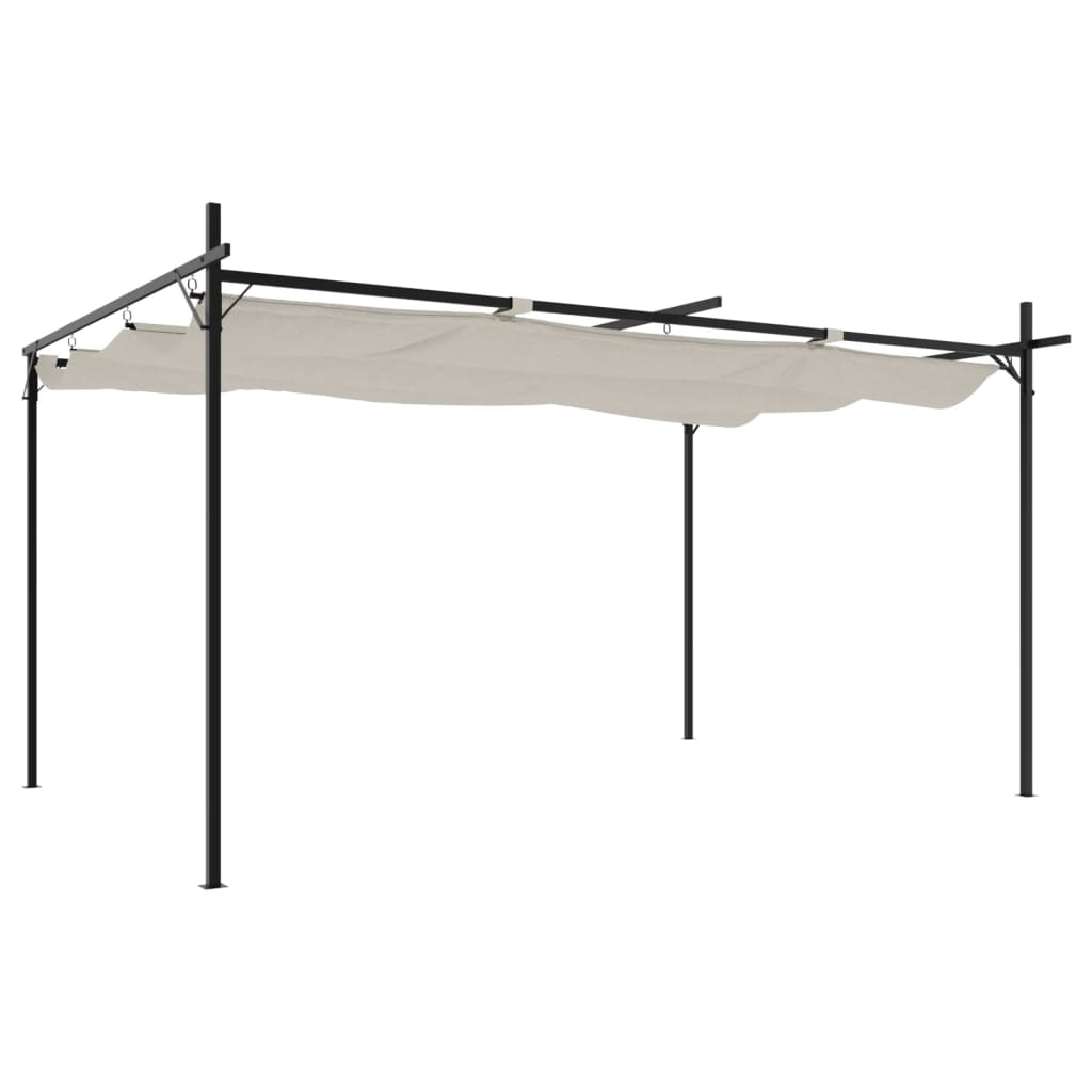 pergola med sammenrulleligt tag 395x292x230 cm cremefarvet