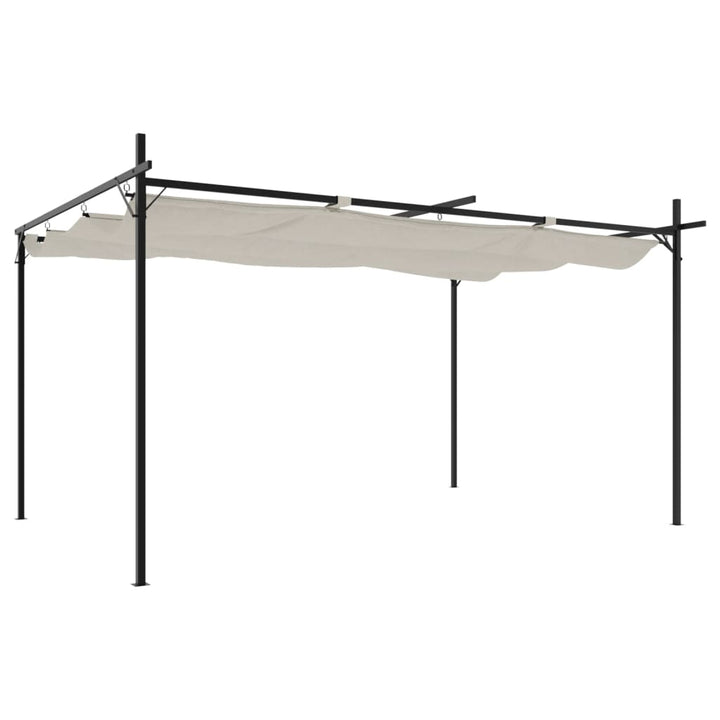 pergola med sammenrulleligt tag 395x292x230 cm cremefarvet