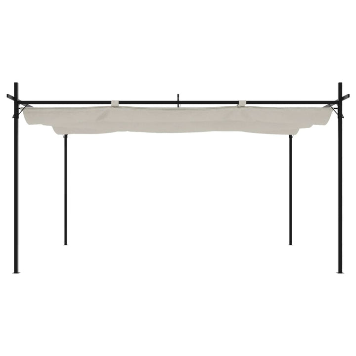pergola med sammenrulleligt tag 395x292x230 cm cremefarvet
