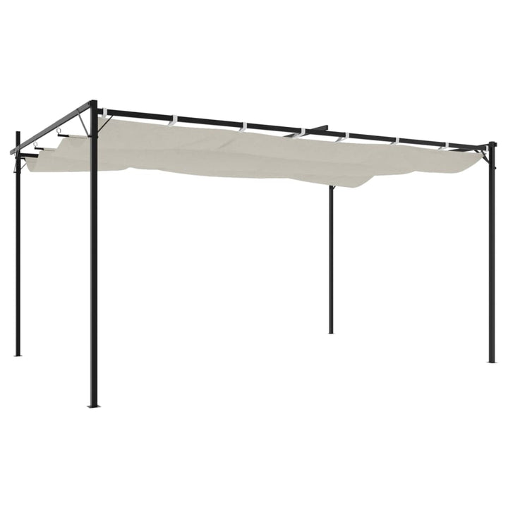 pergola med sammenrulleligt tag 395x292x230 cm cremefarvet
