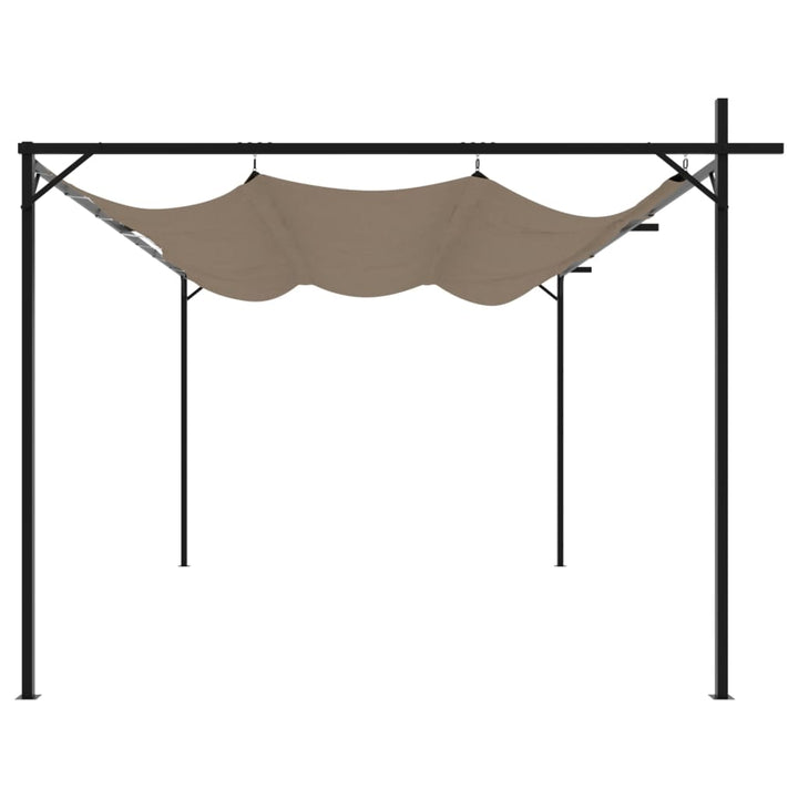 pergola med sammenrulleligt tag 395x292x230 cm gråbrun