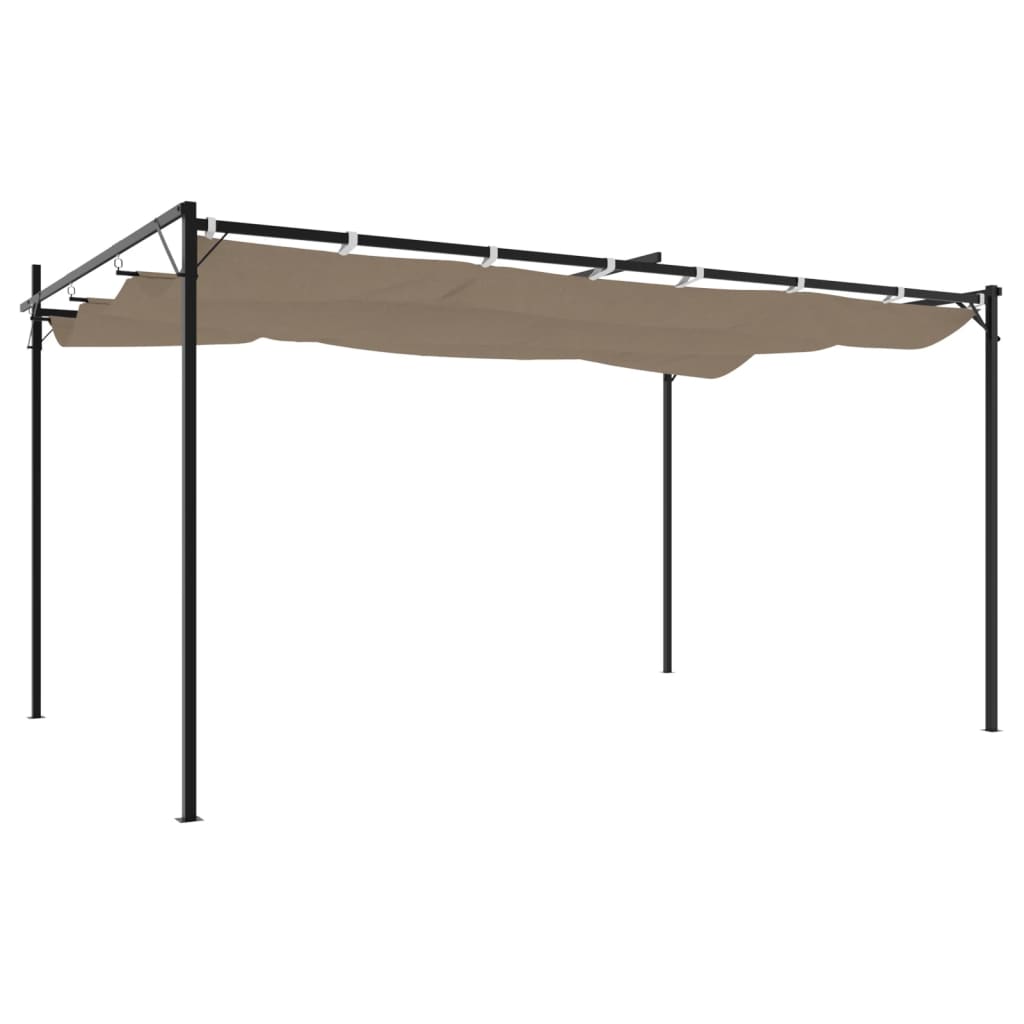 pergola med sammenrulleligt tag 395x292x230 cm gråbrun